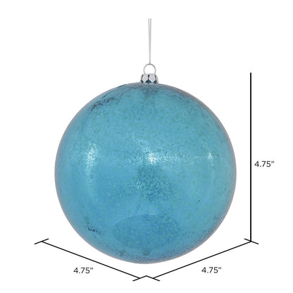 Vickerman 4.75" Turquoise Shiny Mercury Ball Ornament 4 per Bag