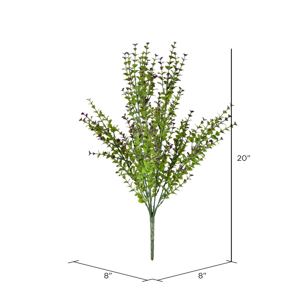Vickerman 20" Artificial Green and Purple Eucalyptus Bush.