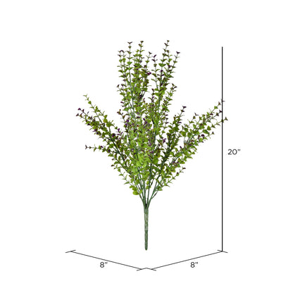 Vickerman 20" Artificial Green and Purple Eucalyptus Bush.