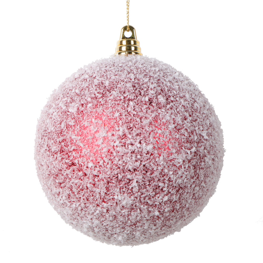 Vickerman 4" Red Matte Snow Covered Ornament 4 per bag.