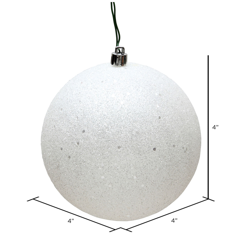 Vickerman 4" White Sequin Ball Ornament 6 per Bag