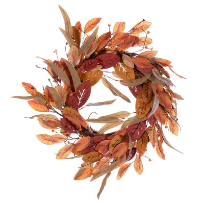 Vickerman 22" Cream Red Artificial Leaf Wreath.