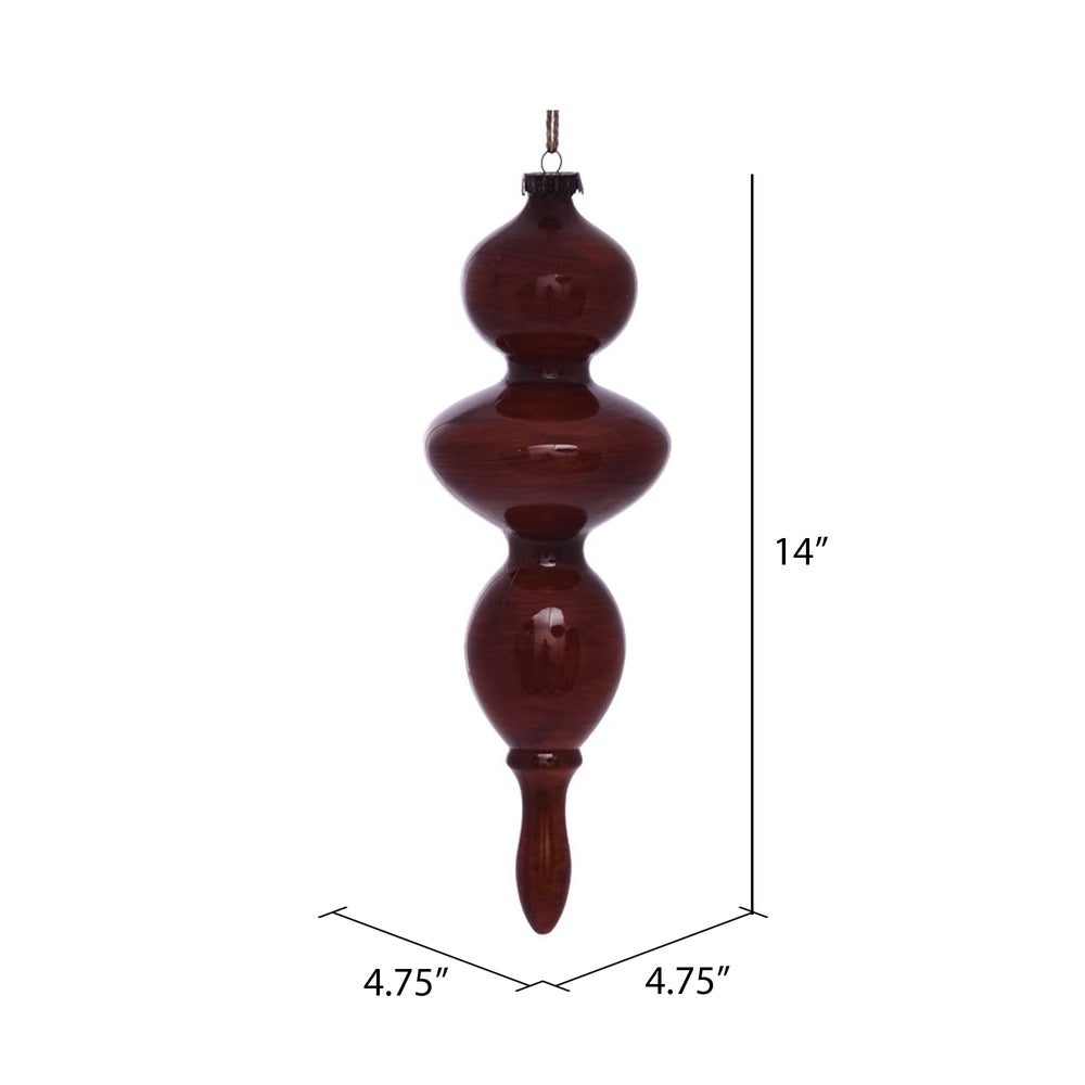 Vickerman 14" Copper Wood Grain Bubble Finial Ornament Pack of 3