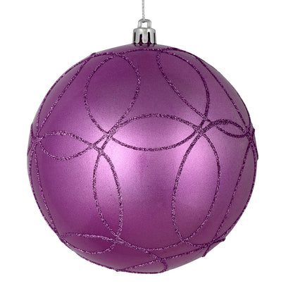 Vickerman 4.75" Orchid Candy Ornament with Circle Glitter Pattern 4 per Bag