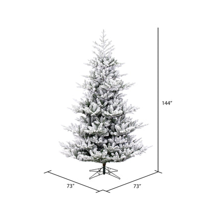 Vickerman 12' x 73" Flocked Hudson Fraser Fir Artificial Christmas Tree Unlit