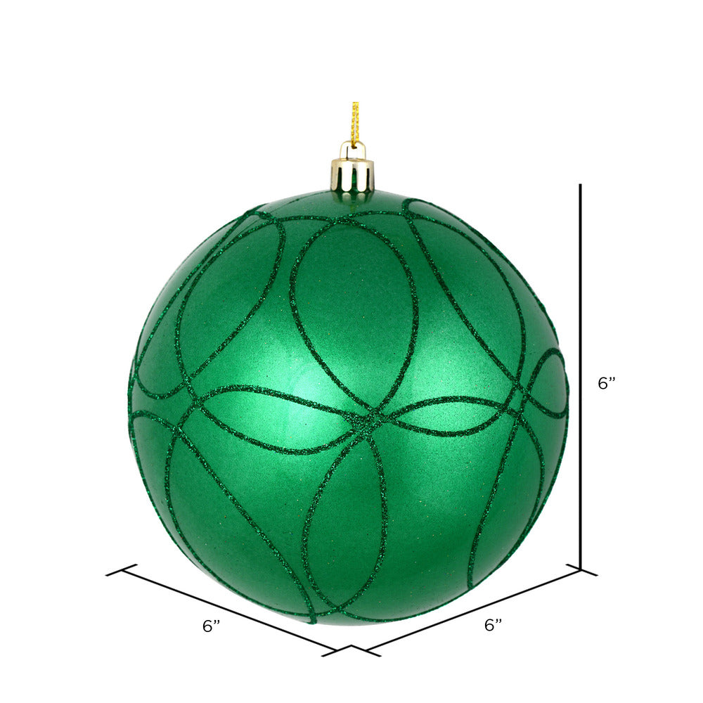 Vickerman 6" Seafoam Green Candy Ornament with Circle Glitter Pattern 3 per Bag