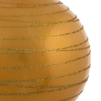 Vickerman 4.75" Honey Gold Candy Finish Ball Ornament with Glitter Lines 4 per Bag