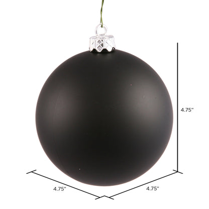 Vickerman 4.75" Black Matte Ball Ornament 4 per Bag