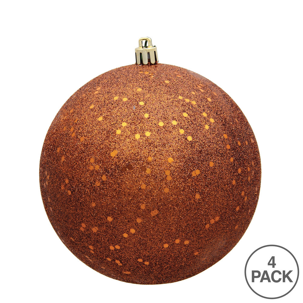 Vickerman 4.75" Copper Sequin Ball Ornament 4 per Bag