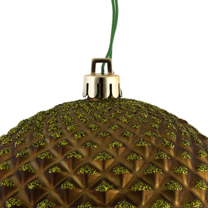 Vickerman 4" Olive Durian Glitter Ball Ornament 6 per Bag