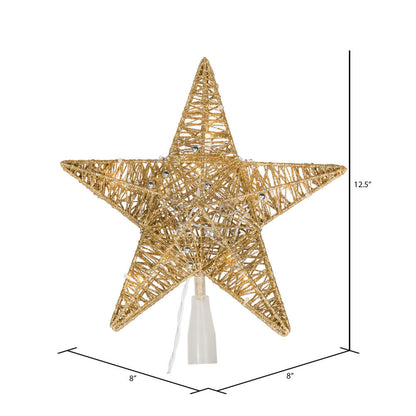 Vickerman 10 Light x 12.5" LED Gold 5 Point Star Tree Top with Warm White LED Mini Lights.