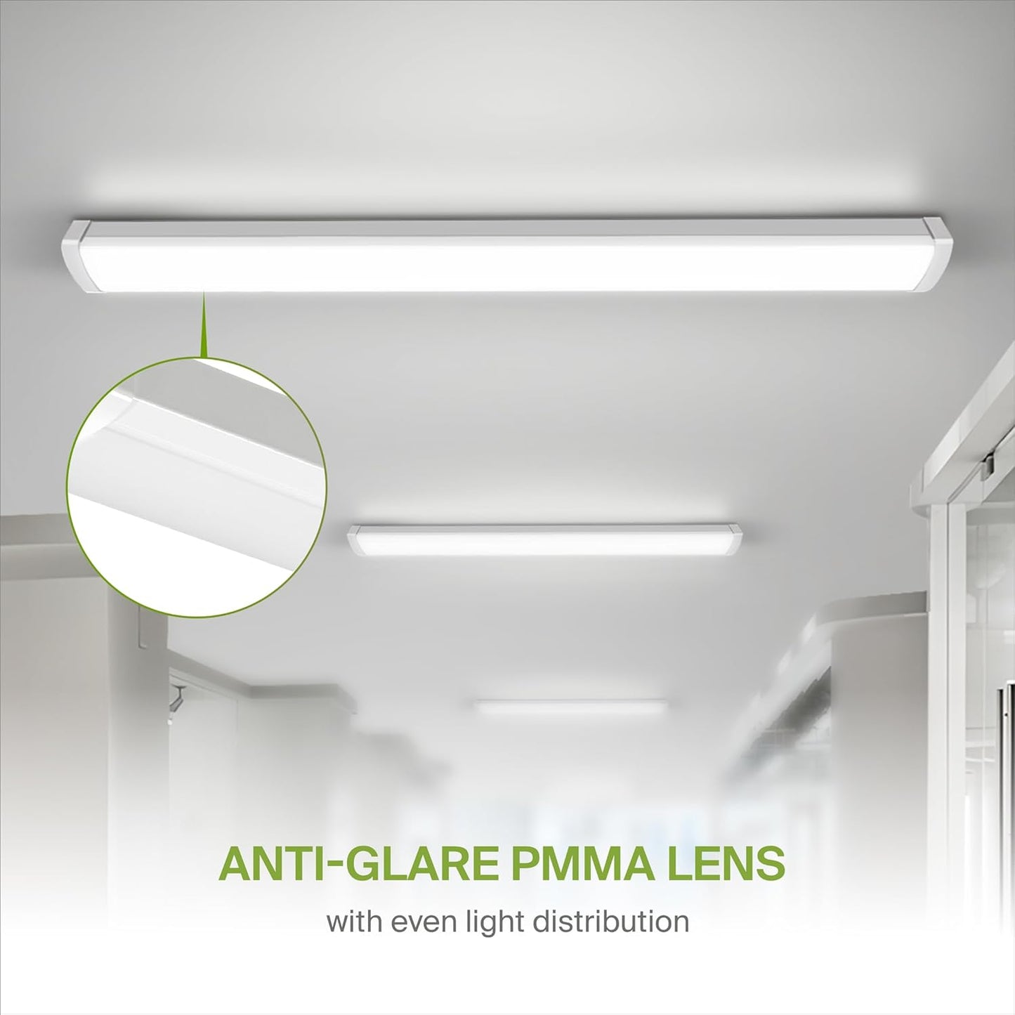 ASD Lighting LED Wrap Fixture 4ft 32/40/48W 120-277V 0-10V Dimmable 120Lm/W 3500/4000/5000K White UL DLC Standard