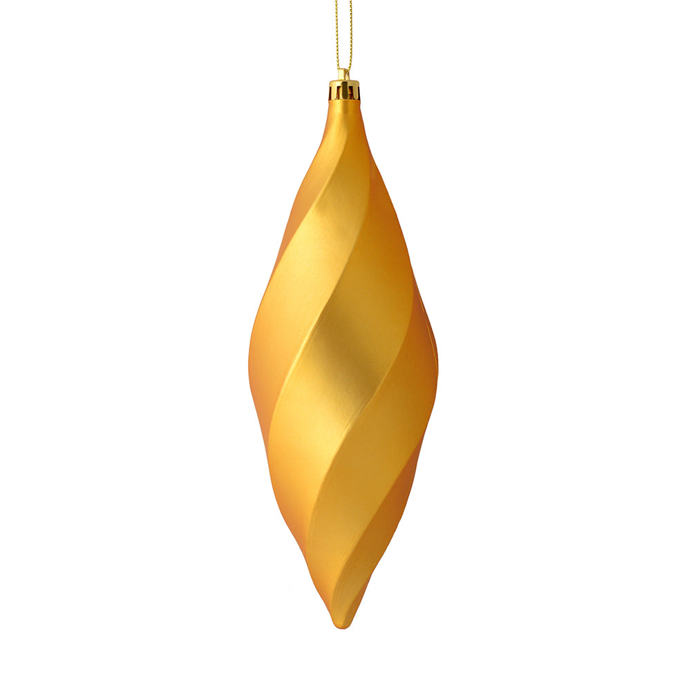 Vickerman 8" Honey Gold Matte Swirl Finial Ornament Pack of 6