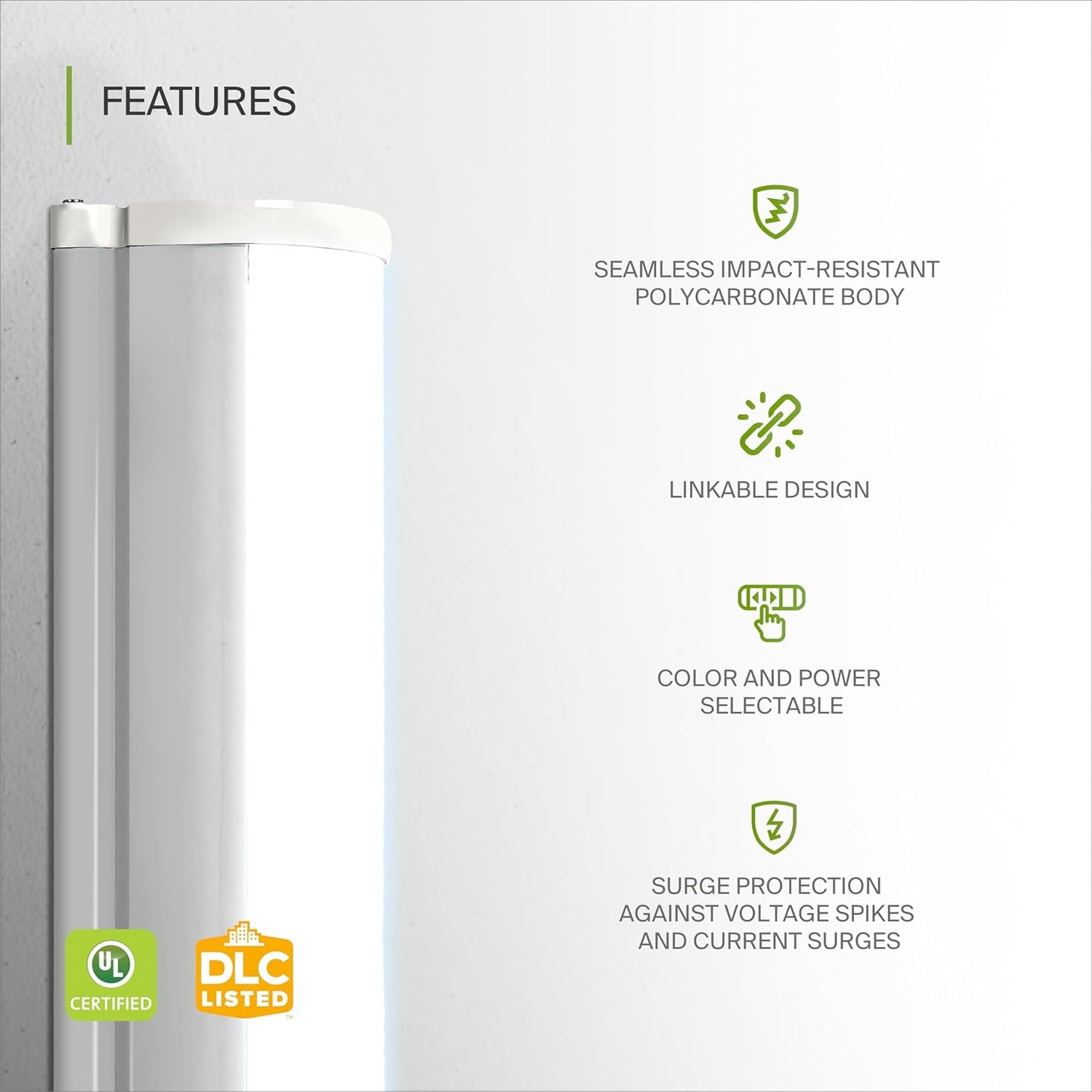 ASD Lighting LED Seamless Vapor Proof Fixture 4ft 32/48/56W 120-277V 0-10V Dimmable 125Lm/W 3500/4000/5000K White UL DLC Standard