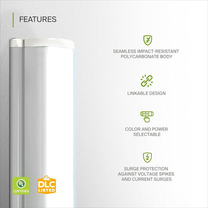 ASD Lighting LED Seamless Vapor Proof Fixture 4ft 32/48/56W 120-277V 0-10V Dimmable 125Lm/W 3500/4000/5000K White UL DLC Standard