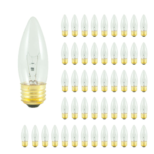 BULBRITE INCANDESCENT B10 MEDIUM SCREW (E26) 40W DIMMABLE LIGHT BULB 2700K/WARM WHITE 50PK (495040)