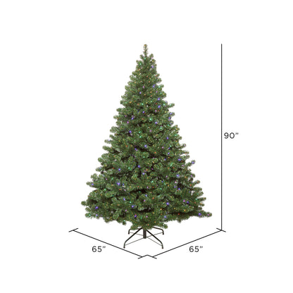 Vickerman 7.5' Oregon Fir Artificial Christmas Tree Wide Angle Single Mold Multi-Colored LED Lights