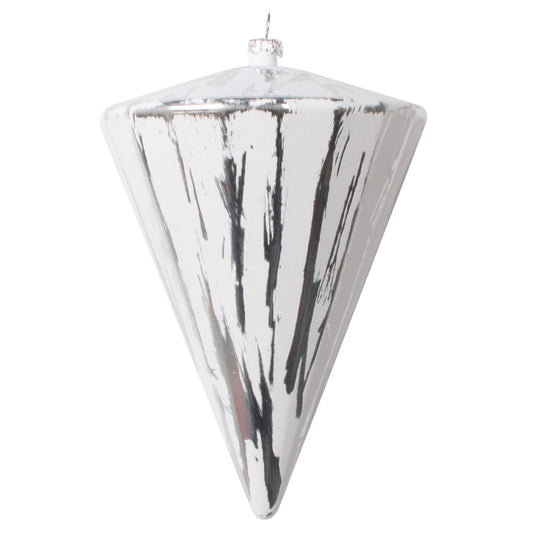 Vickerman 6" Silver Brushed Cone Christmas Ornament Set of 4