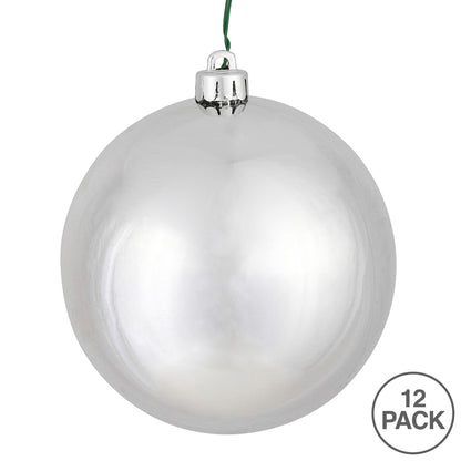 Vickerman 3" Silver Shiny Ball Ornament 12 per Bag