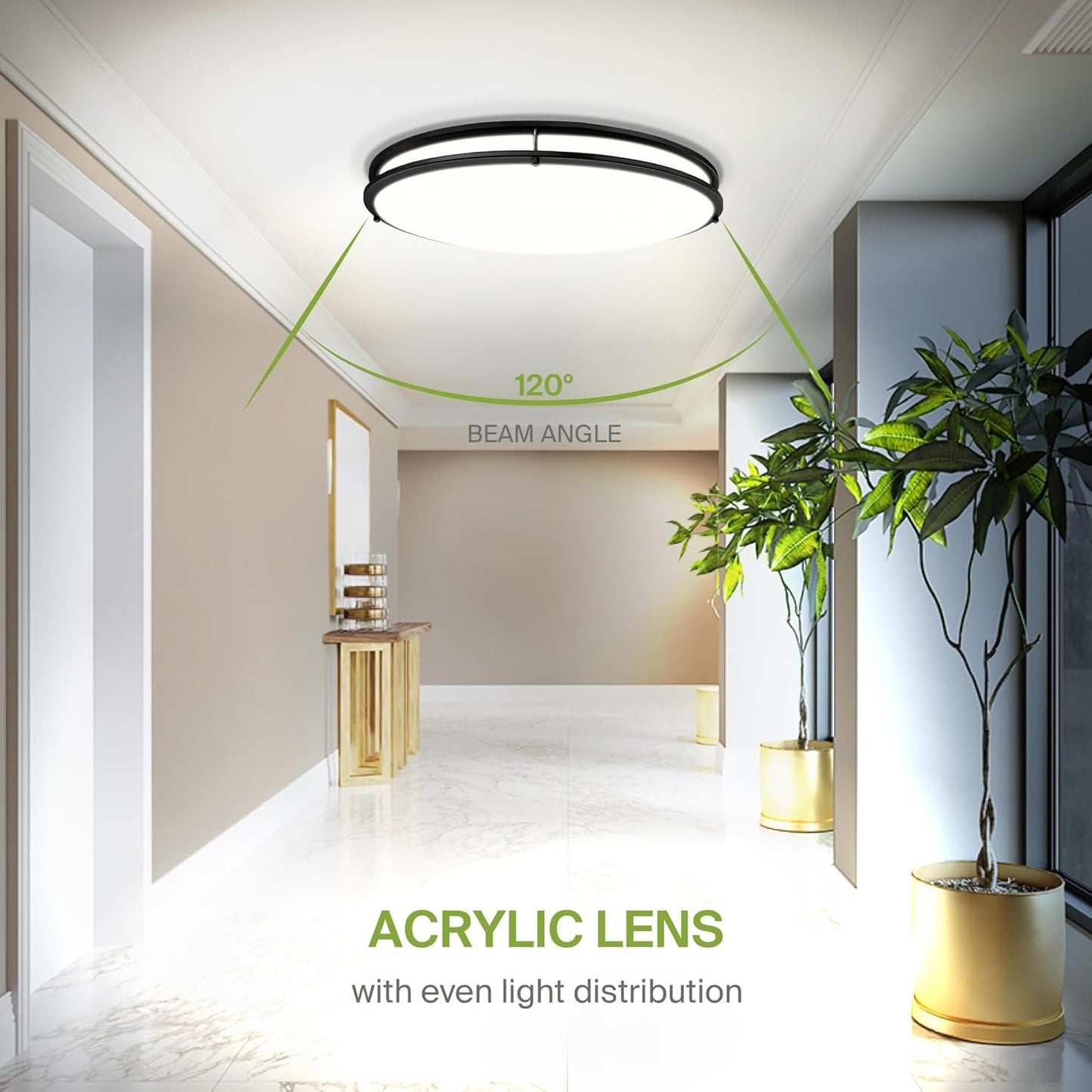 ASD Lighting LED Double Ring Flushmount Oval 24inch 38W 120V Triac 2700/3000/3500/4000/5000K Black ETL