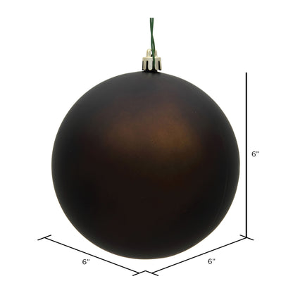 Vickerman 6" Chocolate Matte Ball Ornament 4 per Bag