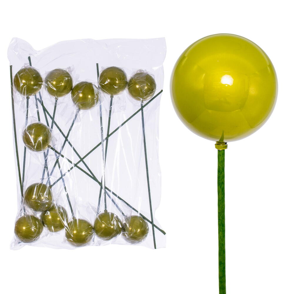 Vickerman 3" x 18" Lime Pearl Ball Ornament Stick 12 per bag.