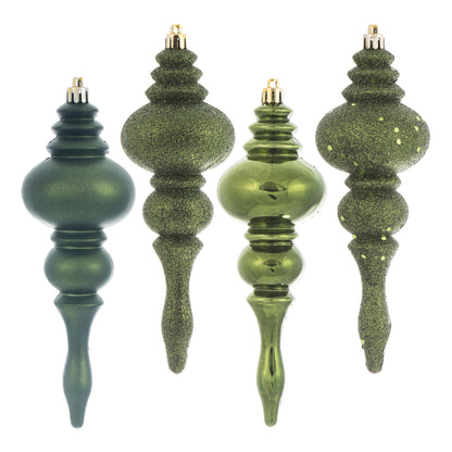 Vickerman 7" Moss Green 4-Finish Finial Ornament 8 per Box