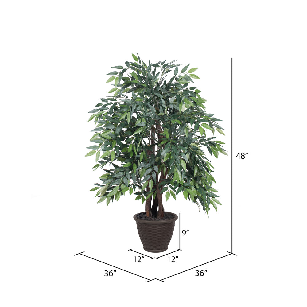 Vickerman 4' Artificial Green Smilax Extra Full Bush Brown Plastic Container.