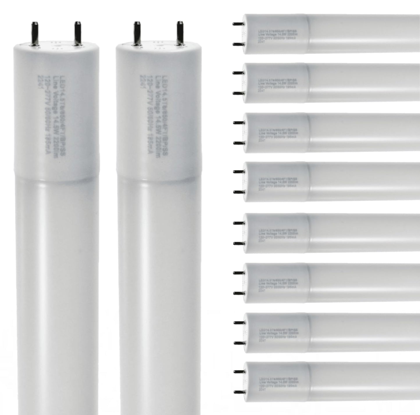 Damar- 47.75-Inch T8 LED Tube Light Bulb with Safe Shield Sleeve Type B Single End Ballast Bypass 14.5W 2200 Lumen 5000K Bright White G13 Bi-Pin Base 120-277V Pack of 10- Fluorescent Replacement