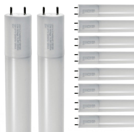 Damar- 47.75-Inch T8 LED Tube Light Bulb with Safe Shield Sleeve Type B Single End Ballast Bypass 14.5W 2200 Lumen 5000K Bright White G13 Bi-Pin Base 120-277V Pack of 10- Fluorescent Replacement