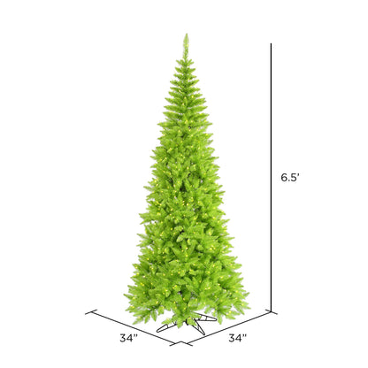 Vickerman 6.5' Lime Fir Slim Artificial Christmas Tree Lime  Dura-lit LED Lights