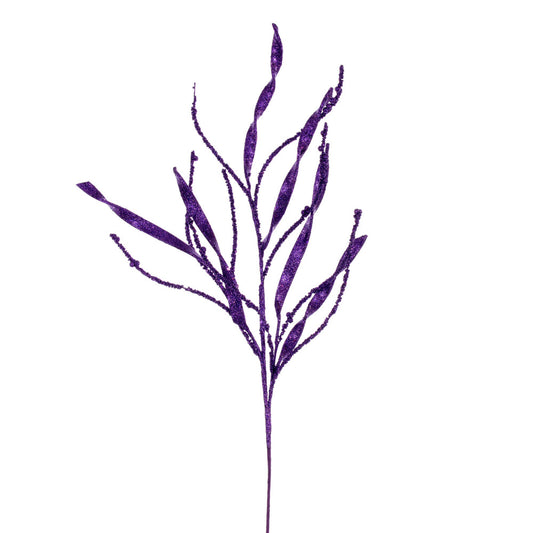 Vickerman 34" Purple Wavy and Spiral Glitter Spray 6 per bag.