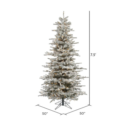 Vickerman 7.5' Flocked Sierra Fir Slim Artificial Christmas Tree Clear Dura-Lit lights