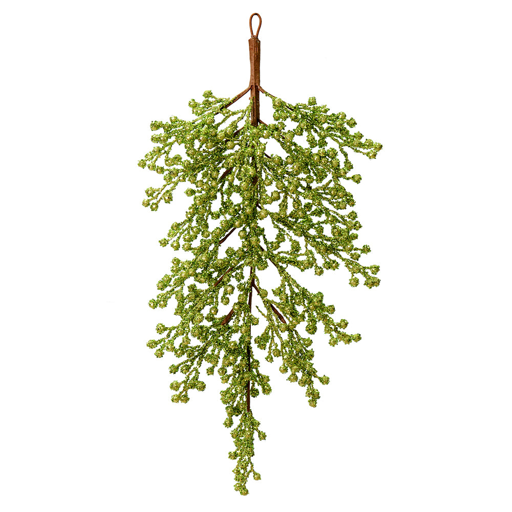 Vickerman 33" Lime Glitter Berry Artificial Christmas Door Swag Unlit