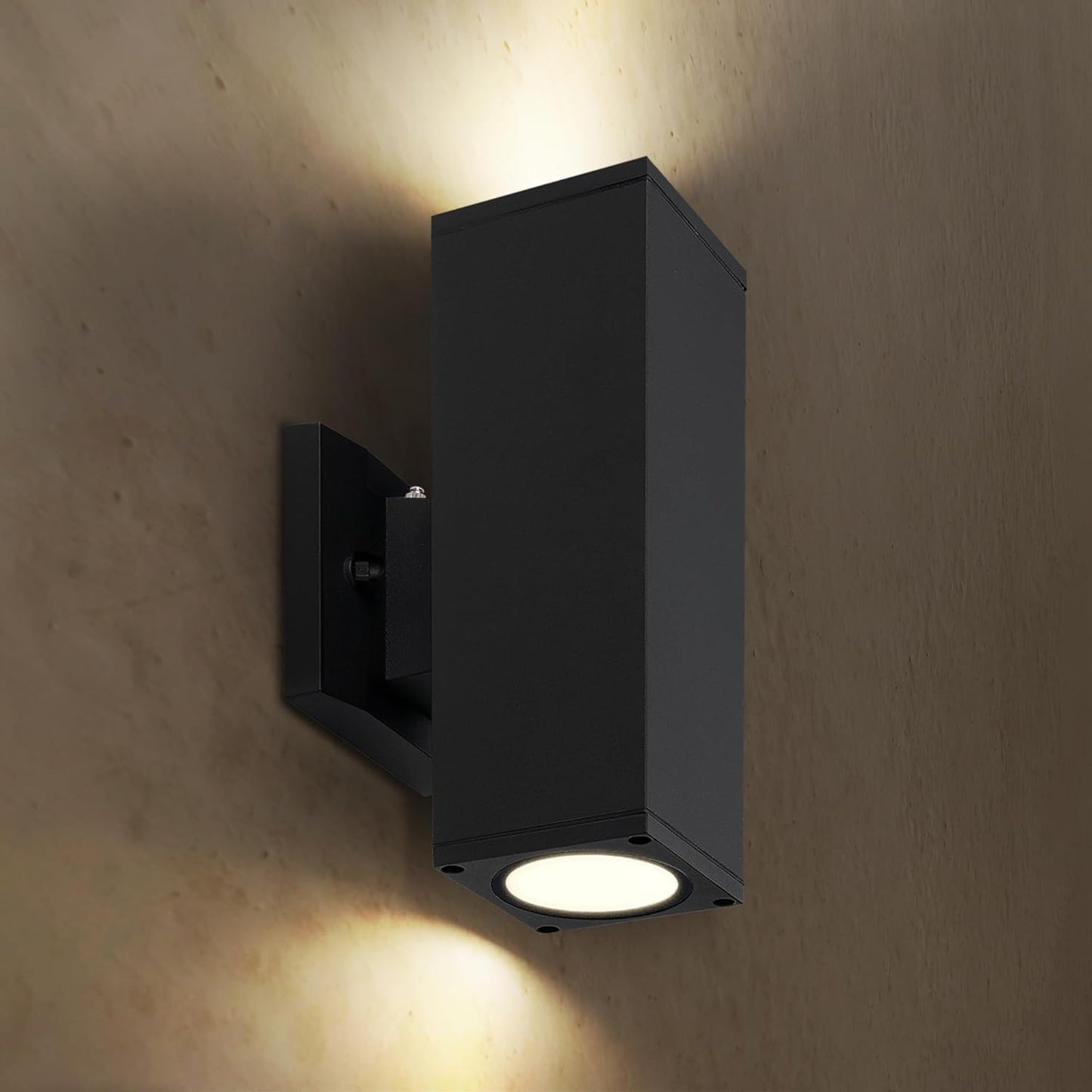 ASD Lighting LED Outdoor Wall Cylinder Square Up and Down 18W 120V 3000/4000/5000K with Photocell Black ETL