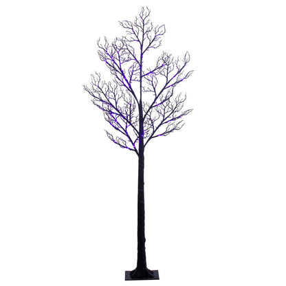 Vickerman 6' Black Twig Tree 96 Purple/Orange Lights.