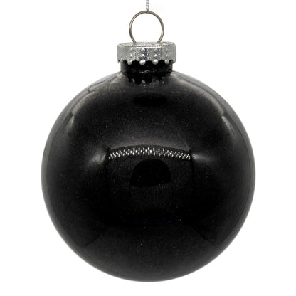 Vickerman 4" Clear Ball Christmas Ornament with Black Glitter Interior 6 Pieces per bag