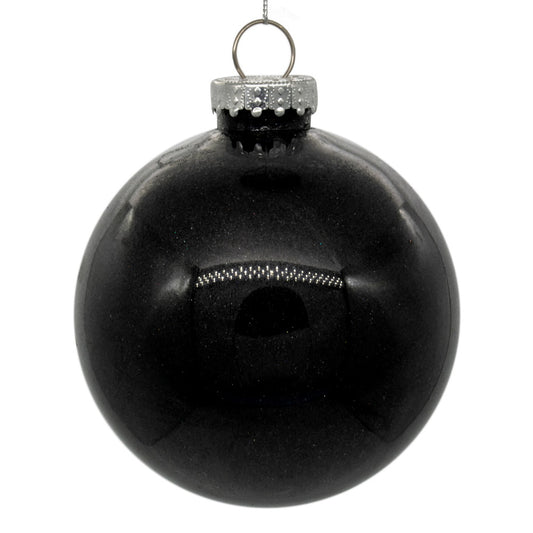Vickerman 4" Clear Ball Christmas Ornament with Black Glitter Interior 6 Pieces per bag