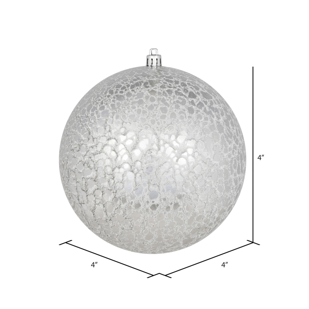 Vickerman 4" Silver Crackle Ball Ornament 6 per Bag