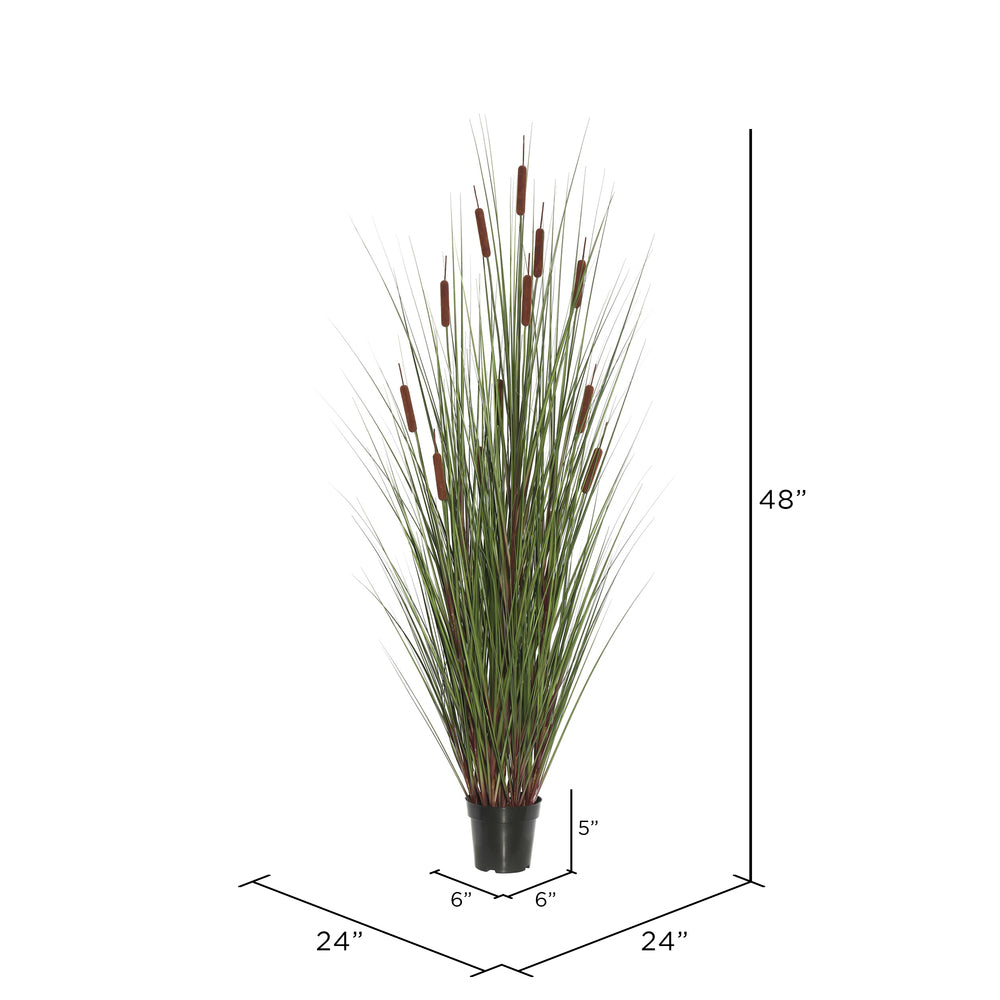 Vickerman 48" Artificial Potted Green Straight Grass and Cattails.