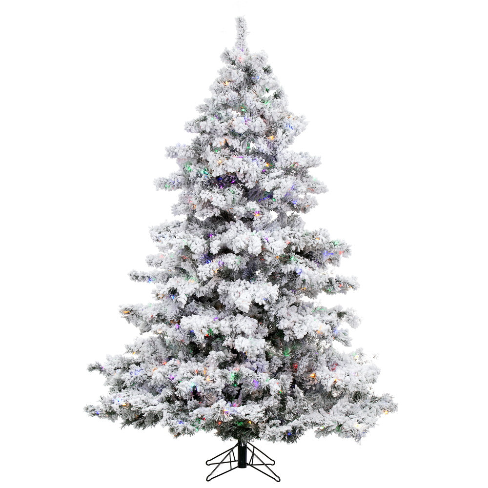 Vickerman 5.5' Flocked Alaskan Pine Artificial Christmas Tree Multi-Colored LED Dura-Lit lights