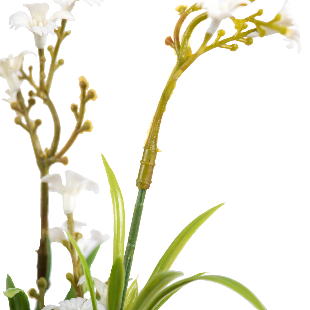 Vickerman 19" Artificial Green Mini Wild Flower Bush Set of 3