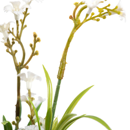 Vickerman 19" Artificial Green Mini Wild Flower Bush Set of 3