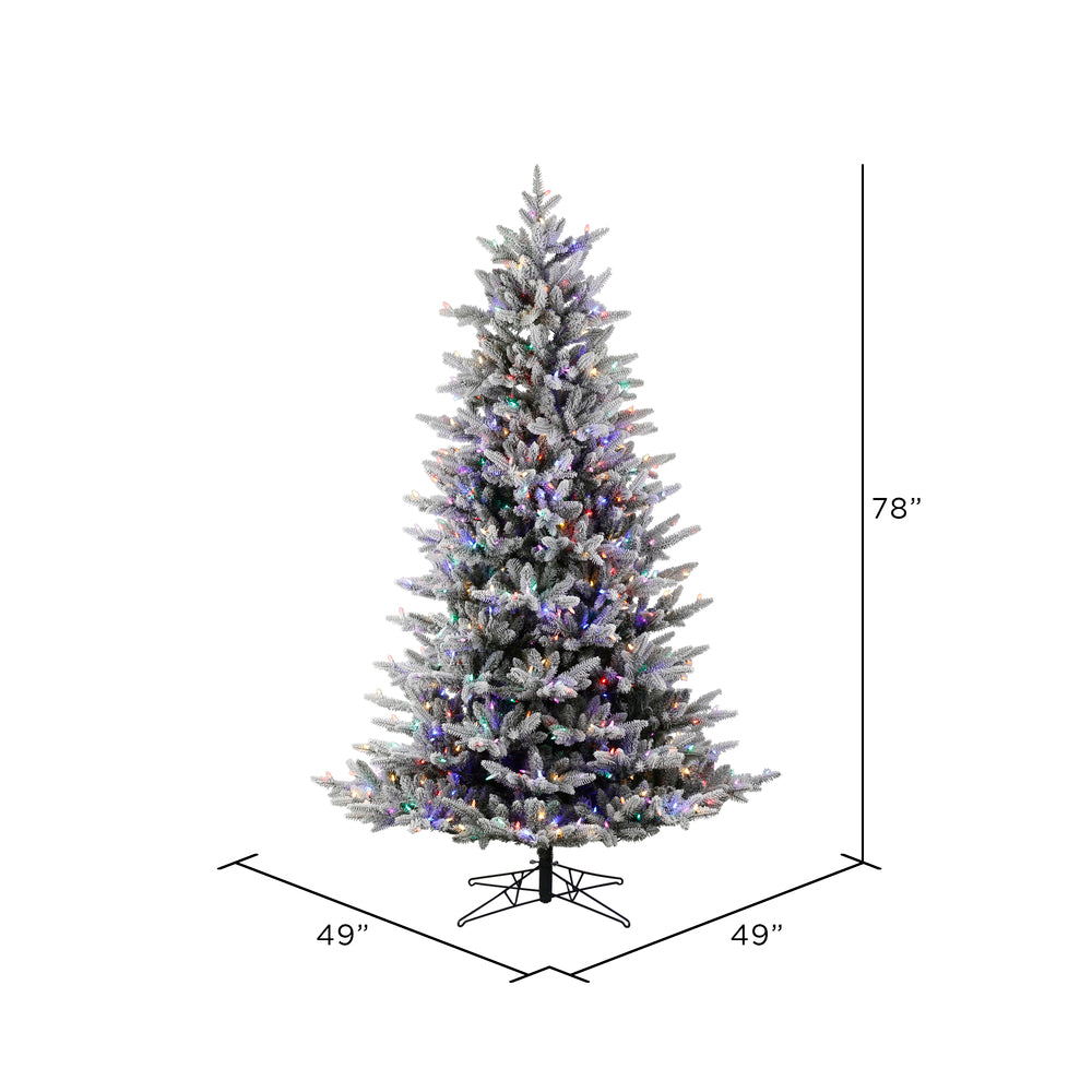 Vickerman 6.5' x 49" Flocked Aspen Fir Artificial Christmas Tree Multi-colored LED Lights