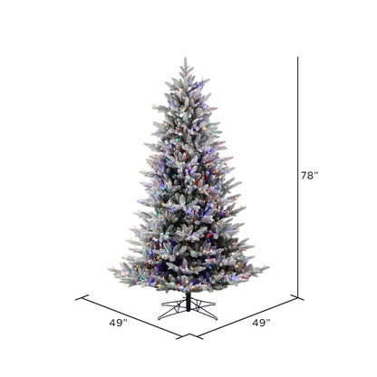 Vickerman 6.5' x 49" Flocked Aspen Fir Artificial Christmas Tree Multi-colored LED Lights
