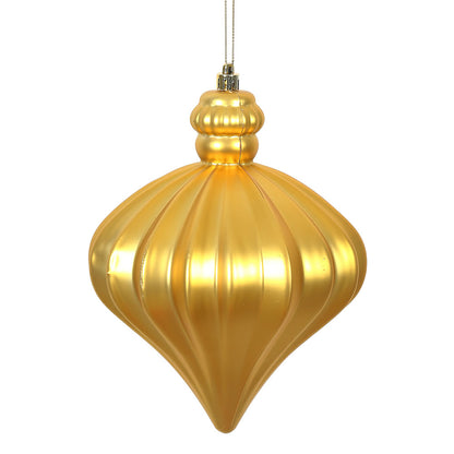 Vickerman 6" Honey Gold Matte Onion Drop Christmas Ornament 4 per pack