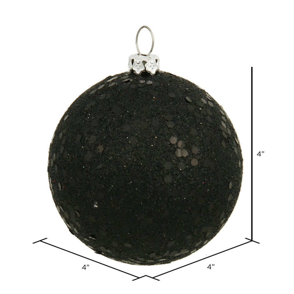 Vickerman 4" Black Sequin Ball Ornament 6 per Bag