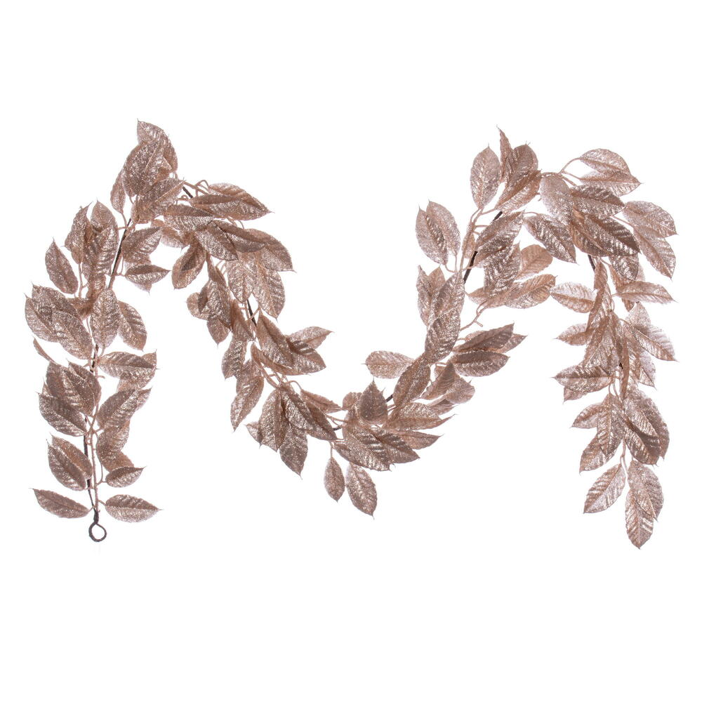 Vickerman 6' Café Latte Artificial Gardenia Glitter Garland.