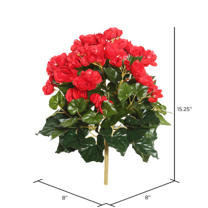 Vickerman 15.25" Artificial Red Polyester Begonia Bush.