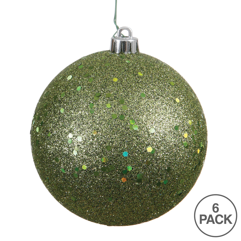 Vickerman 4" Olive Sequin Ball Ornament 6 per Bag